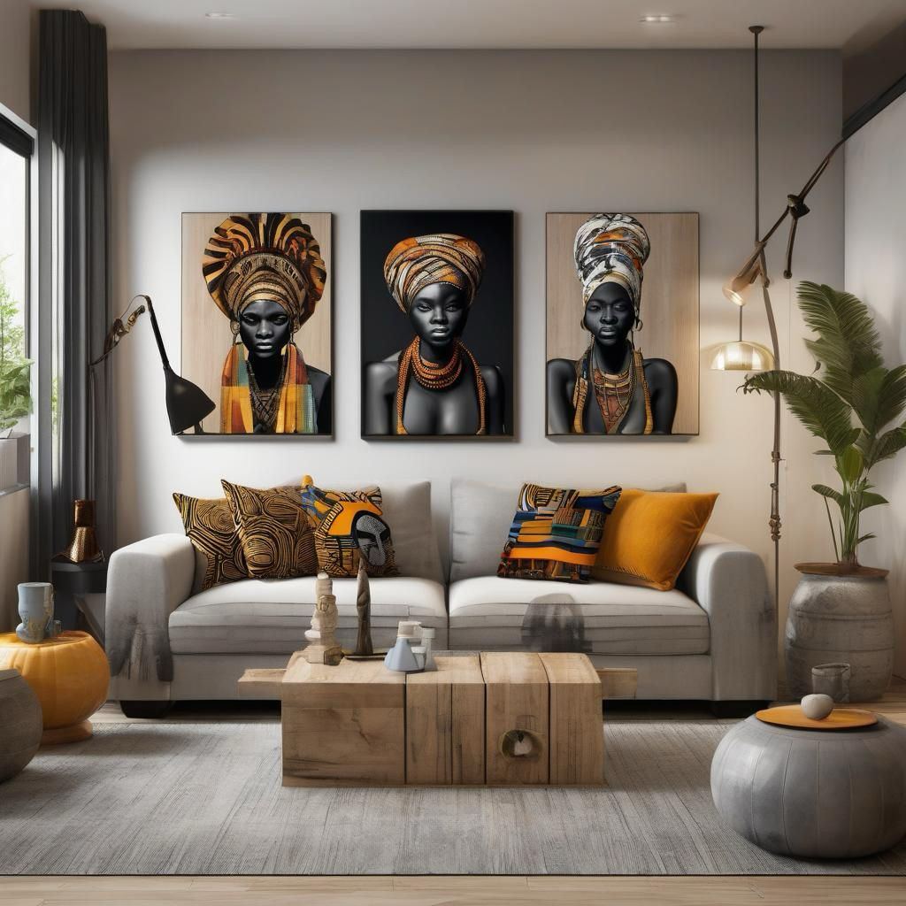 Paintings arranged for a room